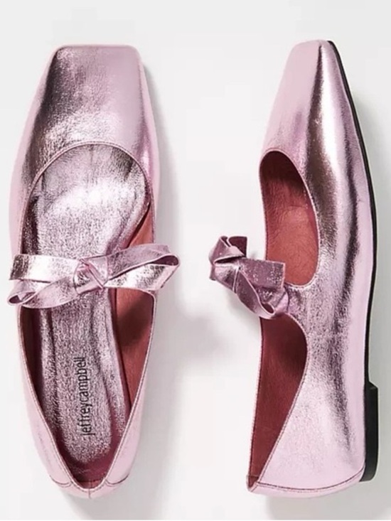Jeffrey Campbell Shoes - Jeffery Campbell Amit Metallic Pink Mary Jane Ballet Flats with Bow